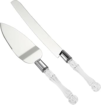 AW BRIDAL Wedding Cake Knife and Server Set - Cake Knife 13.2 Inch, Cake Server 10.8 inch - Gifts for Bridal Shower, Wedding, Anniversary, Birthday, Housewarming