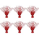 6 Pack Metallic Foil Spary Centerpieces for Tables, Red Centerpieces for Tables Decorations, Star Brust Table Centerpieces for Birthday Graduation Wedding Baby Shower Party