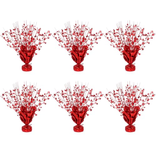 6 Pack Star Table Centerpieces for Party, Birthday Table Decorations for Kids Adults, Party Centerpieces for Tables for Wedding Baby Shower Graduation Holiday Event (Red)