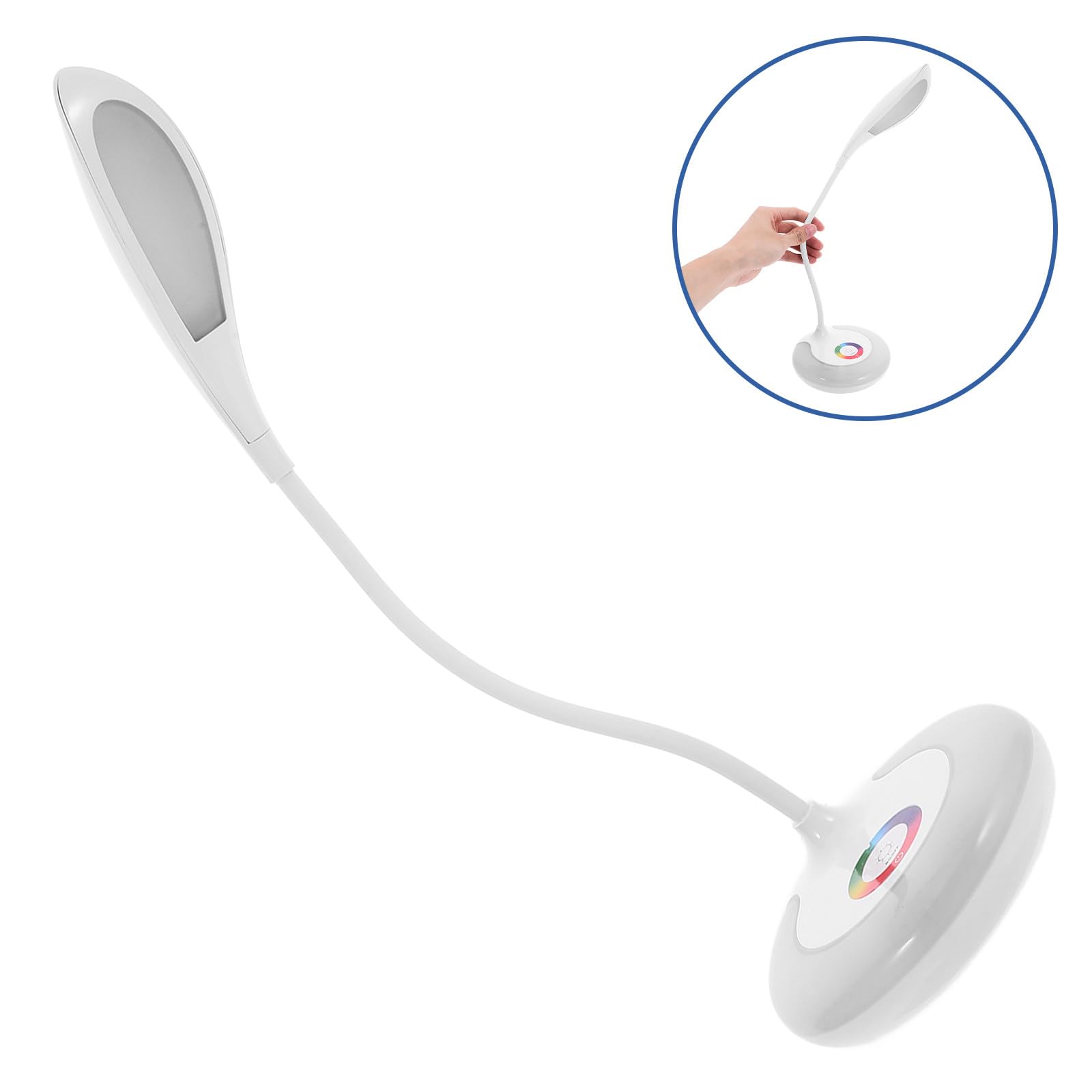 DOITOOL Lampada da Scrivania Bianca con Controllo Touch e Porta USB | Regolazione Dimmerabile, Luce Rgb, Batteria 1200mah, Corpo in Abs e PC