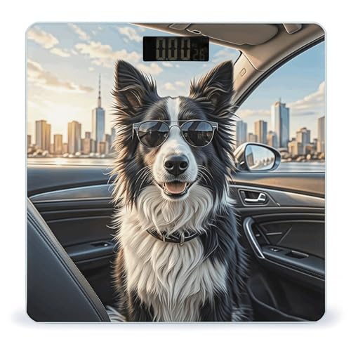 Báscula digital de baño perro Border Collie con pantalla LCD