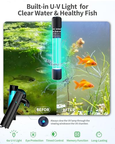Image of POPOSOAP Pond Filter with U-V Clarifier, 660GPH 40W Pond Pump and Filter Kit with RGB LED Lights, All-in-One Pond Fountain for Outdoor Ponds Up to 1300 Gallons P2360