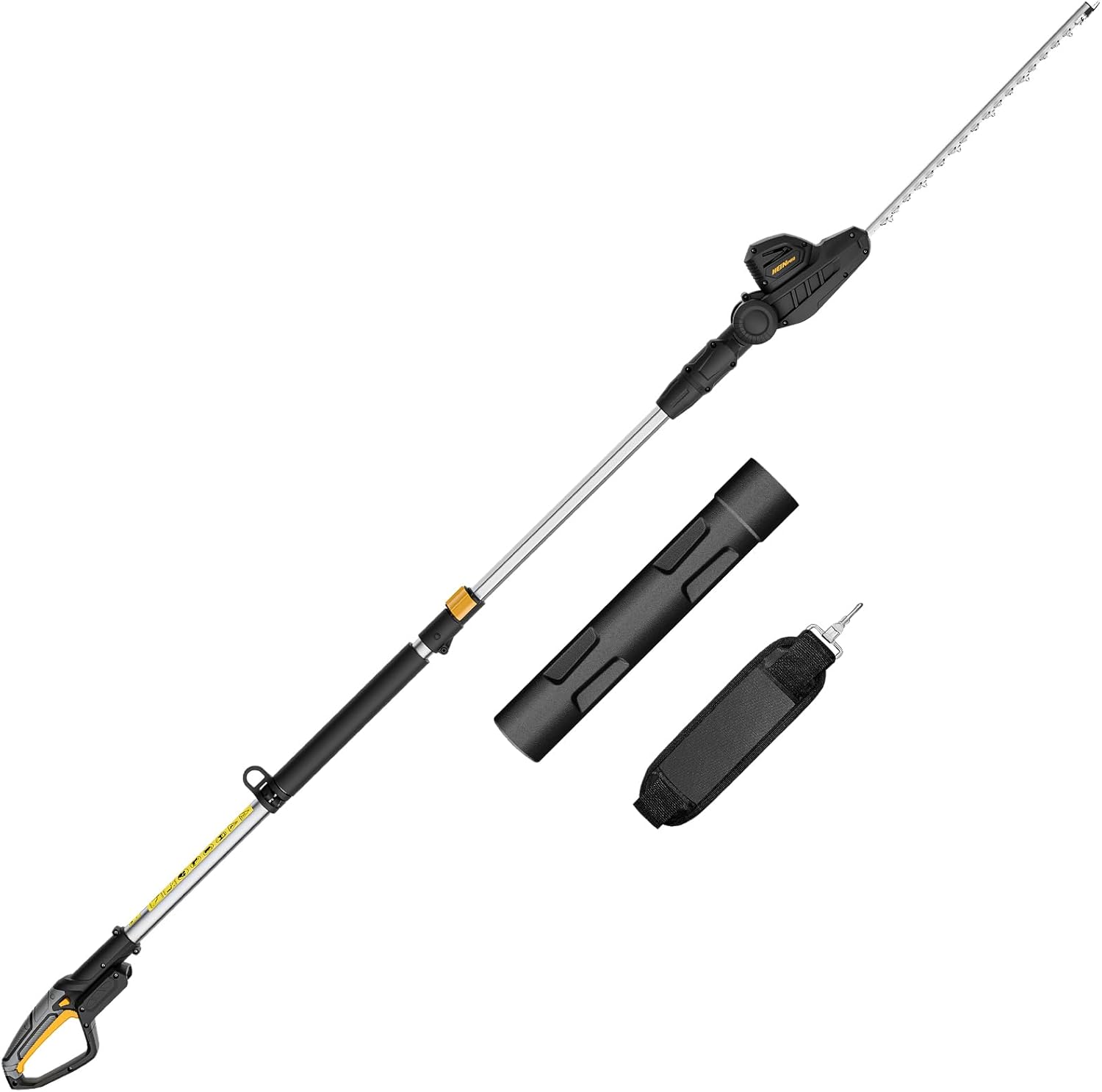 Pole Hedge Trimmer Cordless Compatible with Dewalt 20V MAX Battery, Hedge Trimmer with Extension Pole Up to 14-Feet Reach, 18-Inch Pole Trimmer for Hedge Trimming (Tool Only)