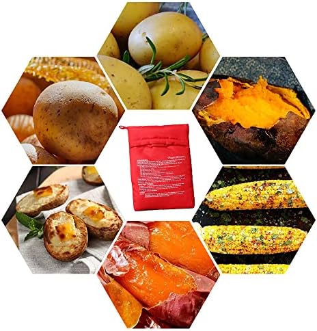 Microwave Potato Bag Reusable Baked Potato Bag Red Washable Potato Microwave Pouch for Potato Express Pouch Cooking in Just 4 Minutes
