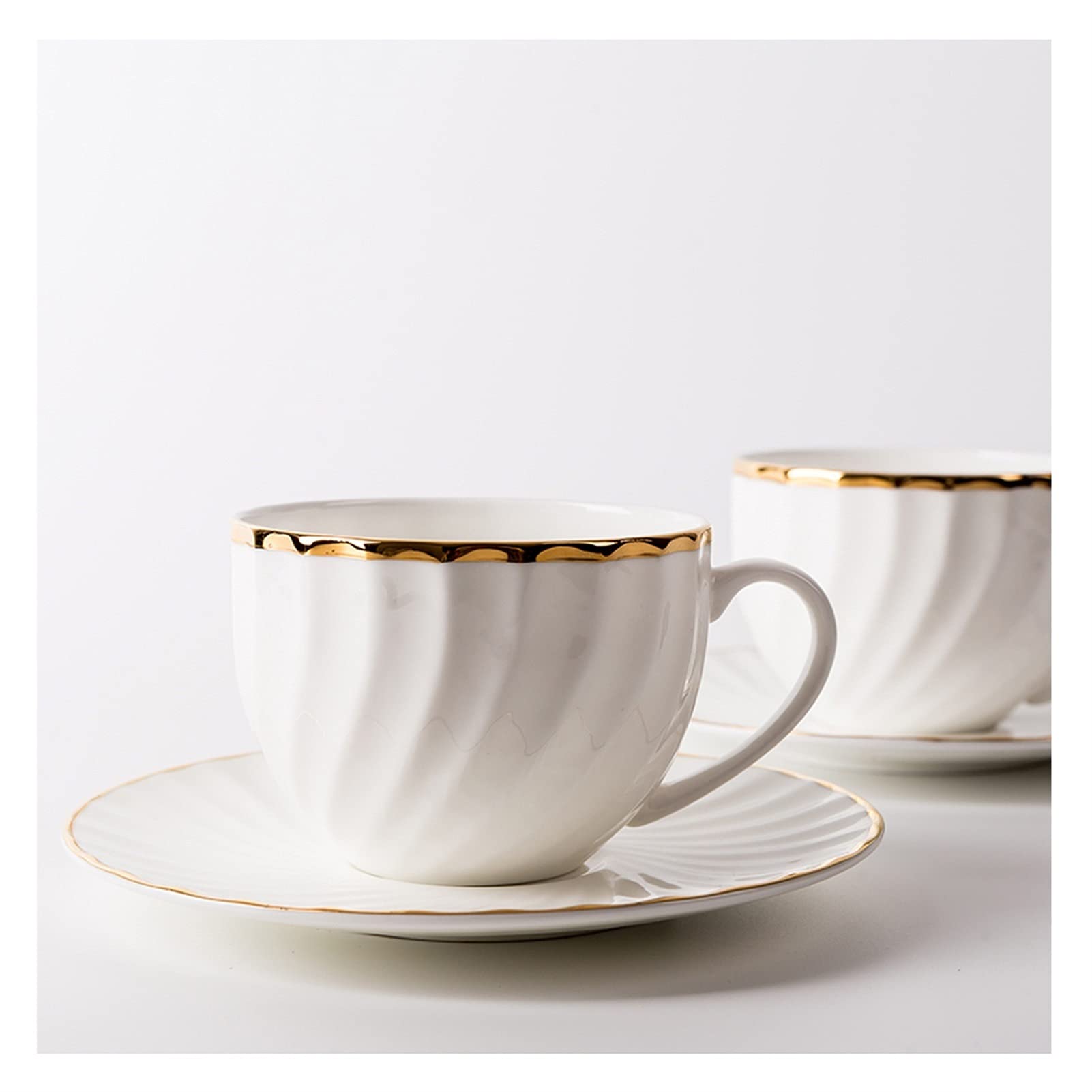 Kubek do kawy - elegancki zestaw filiżanek do kawy z porcelany kostnej - design Phnom Penh, proste ceramiczne kubki do cappuccino ze spodkiem, idealne na popołudniową herbatę