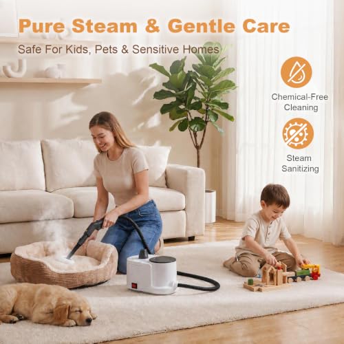 Homelike Moment 1500W High-Pressure Canister Steam Cleaner w/ 1.9L Tank, 230°F Steam & Accessories - image 8