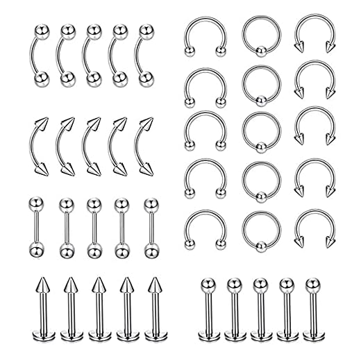 85 delar piercingsmyckes-kit, kroppspiercing smycken, rostfritt stål piercingkit, näspiercing smycken, för kroppspiercing magknapp, tunga, ögonbryn, bröstvårta, läpp, näsa piercing smycken