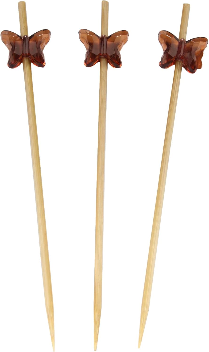 BambooMN 3.9 "装飾アクリルバタフライEnd竹カクテルフルーツSandwich Picks Skewers fo
