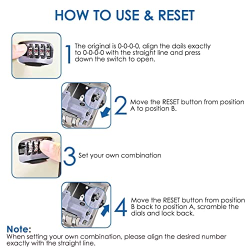 Key Lock Box, Wall Mount 4 Digits Combination Lockbox, Waterproof Outdoor Key Hider, Resettable Safe Security Password Box For House, Garage, Garden With Mounting Kit & Dust-Proof Cover-By Giverare #TOP5