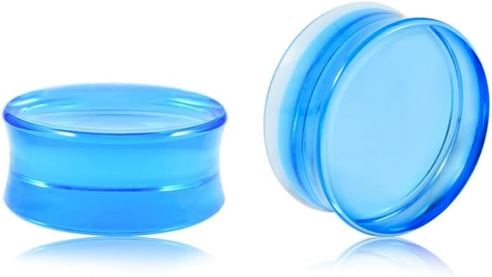 Light Blue Ear Tunnels and Plugs for Women Men Round Thick Acrylic Ear Piercing Gauges Expander Stretching Tunnels Ear Plugs Body Piercings Jewelry Saddle Double Flared Tunnels Expander Earrings