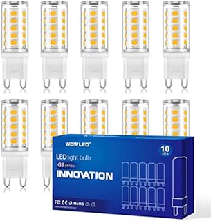WOWLED 10 Pack G9 LED Capsule Light Bulbs, 5W Replace 40W Halogen Light Bulb, Warm White, Non-Dimmable, Energy Saving Light Bulbs for Home Lighting, Chandelier
