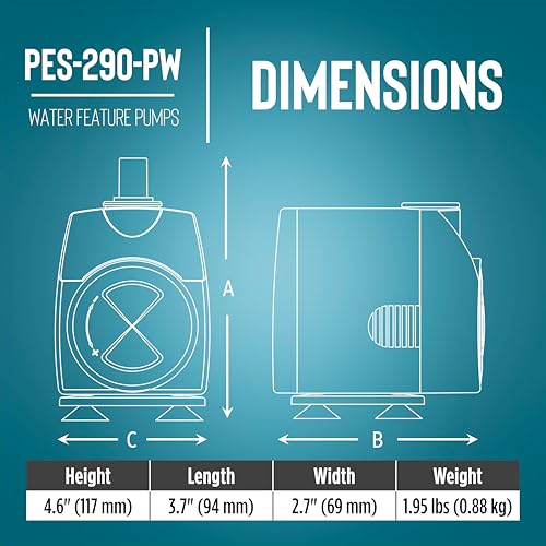 Image of Little Giant PES-290-PW 115-Volt, 300 GPH Magnetic Drive Fountain /Pond Pump with 6-Ft. Cord, Black, 566717