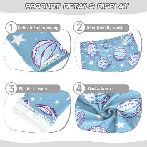 Starry Blue Basketball Print Girls Leggings Soft Stretch Workout Yoga Dance Pants for Kids Casual Tights3