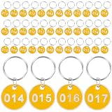 POPETPOP Aluminium Gepäckanhänger und Nummerierte Schlüsselanhänger mit Stabilem Schlüsselring Metall Aufbewahrungsetiketten Zahlen 1 100 Gelb für Hotels Vermieter und Schlüsselschränke