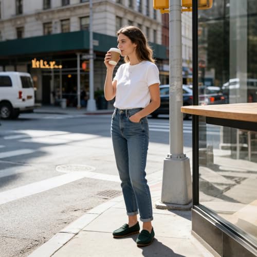 Image of Cvistpieo Loafers for Women Comfortable Dressy Casual Work Flats Lightweight & Breathable Slip On Walking Shoes Knit