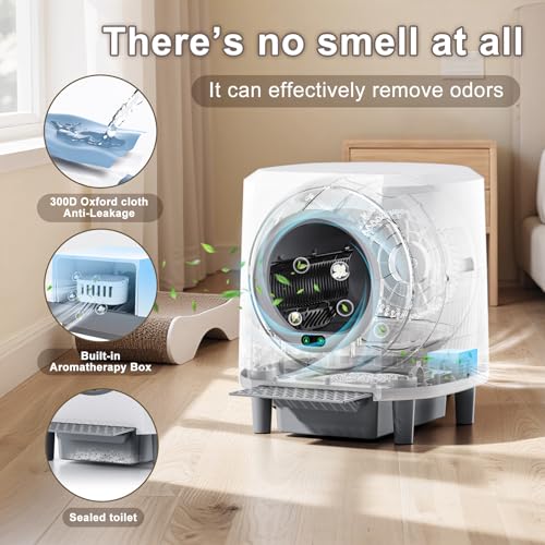 Automatic Litter Box, Self Cleaning Litter Box, Odor Control, 90L Large Capacity with APP Control and Safety Sensor, Ellenpent, for Multiple Cats, Large Cat, with 3 Rolls Garbage Bags - Image 4