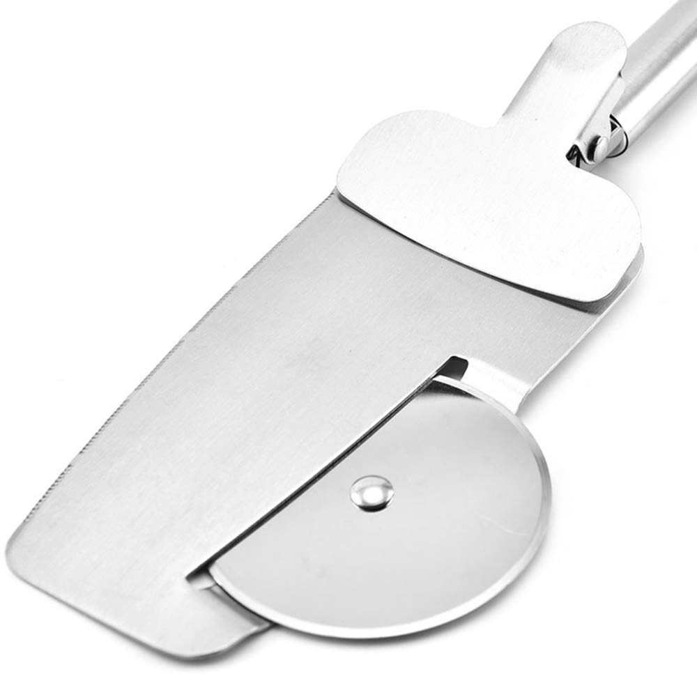Arista 3 in 1 Stainless Steel Sharp Blade Pizza 4 Inch Wheel Cutter Shovel Tools Pie Slice Dishwasher Safe Serving Spatula Sharp Blades Dishwasher Safe