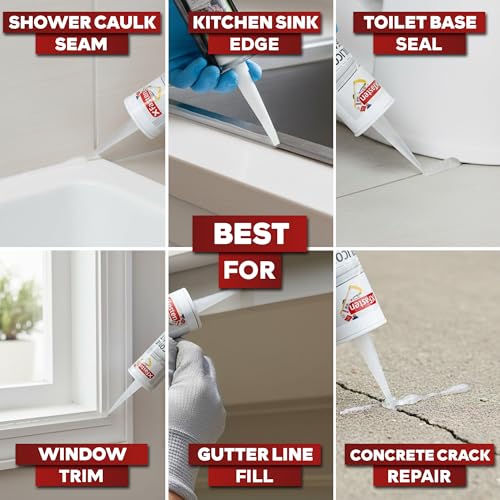 Image of XFasten Clear Silicone Caulk Neutral Cure 10.1 oz (4-Pack) 100% Waterproof Silicone Sealant, Crack and Shrink Resistant, Low Odor, Strong Adhesion Caulking for Kitchen Bath Window Shower Outdoor Use