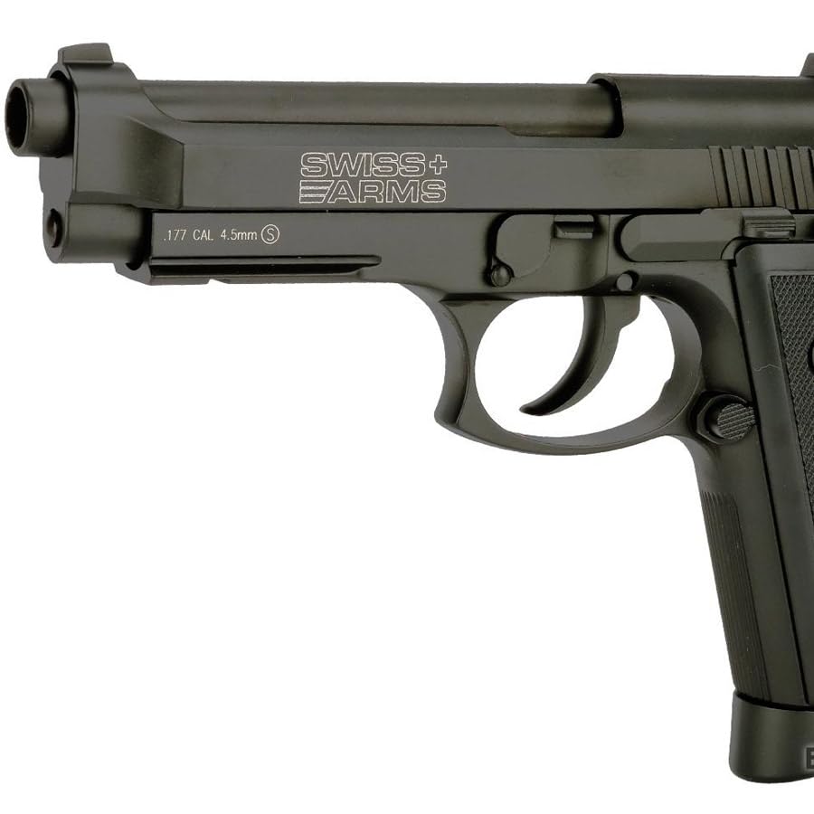 Swiss Arms PT92 Full Metal Blowback CO2 4,5mm | Pack Pistola de Aire comprimido KWC con maletín, 5 CO2 y 500 BB’s [1,7 Julios]