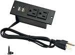 Barre d'alimentation encastrée de bureau avec 2 Sorties 2 USB 2.1A Insertion Monté dans la bande de puissance pour Table Canapé Table de chevet Cuisine