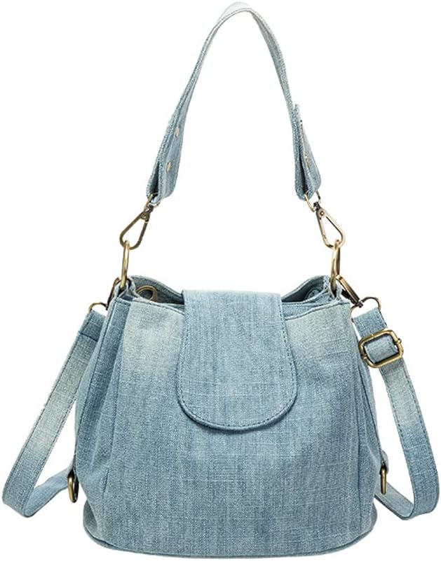 Casual Denim Bucket Shoulder Handbag Women Crossbody Bags Large Capacity Female Tote Vintage Canvas Purse Bag