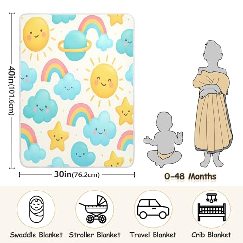 Burbuja Cute Pastel Suns Cloud Baby Blanket for Boys Girls, Nursery Soft Warm Swaddling Receiving Baby Blankets, 30x40 in Toddler Blanket3