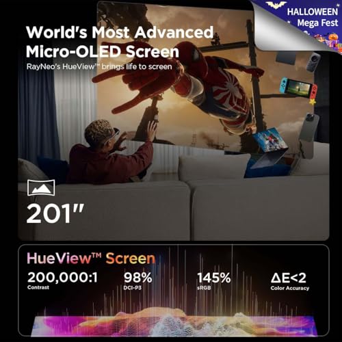 undefined RayNeo Air 3s AR/XR Glasses, 201" 120Hz FHD HueView Display, Portable AR Video Eyewear Gaming Glasses for iPhone 16/15, Android, Mac, Switch, PS5, Steam Deck - Next-Gen Wearable Theater の商品画像 1