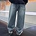 Boys Baggy Jeans Kids Casual Straight Wide Leg Jeans Teen Boy Fashion Elastic Waist Denim Pants with Pocket Toddler Jean Pants Winter Trendy Preppy Clothes Back to School Clothing Blue