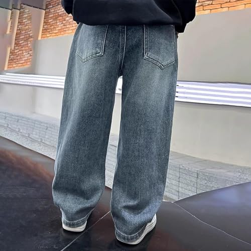 Boys Jeans Baggy Casual Straight Wide Leg Denim Pants Kids Trendy Back to School Clothes Elastic Waist Preppy Trouser4