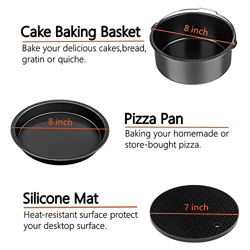 18 PCS Air Fryer Accessories, 8 Inch XL Deep Fryer Accessories Compatible with Gowise USA Phillips Ninjia Cosori Cozyna Air Fryer, Fit 3.6QT- 6.8QT Air Fryer with Cake Pan, Pizza Pan, Air Fryer Liner - Image 4