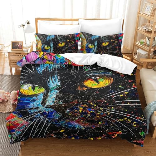 Parure de lit chat 3D microfibre anti-transpiration et super douce - 2