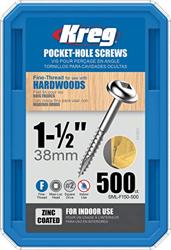 Kreg SML-F150 Pocket Hole Screws 1-1/2-Inch #2 Square Drive Washer-Head 500ct