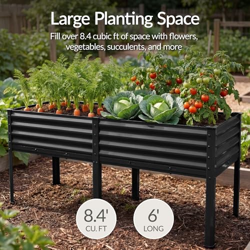 Image of Best Choice Products 72x24x30in Non Toxic Galvanized Raised Garden Bed, Metal Elevated Planter Box, Vegetable Garden, 100% Non Toxic Materials - Black