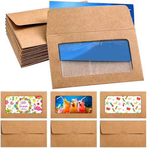 Enveloppes à fenêtre kraft 9x6 cm | Lot de 120 pour cartes cadeaux et invitations