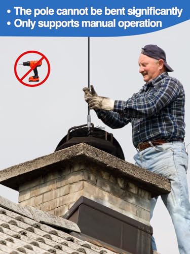 18FT Total Fiberglass Chimney Cleaning Kit - 3FT × 6Pcs Fiberglass Chimney Rod and 6 Inch Brush, with Standard 1/4" NPT End Fitting, Chimney Cleaning Sweep Kit for Hearth Fireplace - Thumbnail 3