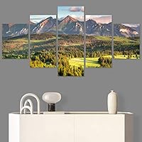 SIGNWIN 5 Panel Canvas Wall Art Modern Art Dramatic Forest Multicolor Photography Romantics Scenic for Home Decorations Ready to Hang - 60