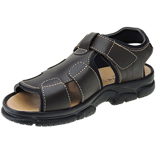 MORXIVA 7008 Sandalia Piel Cierre Velcro Forro Neopreno Punta Abierta para Hombre MARRN Talla 39