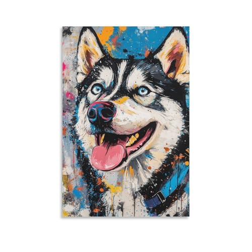 Tableau Husky sibérien : impression sur toile 50x75cm pour salon