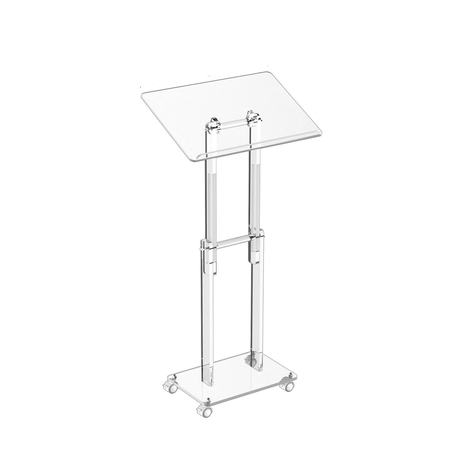 HUFIREHU Acrylic Podium Lectern Pulpits For Churches Multi Function Pulpit Acrylic Clear Podium Stand Pulpit Stand For Church Acrylic Height Adjustable Multi-Purpose Rolling Podium