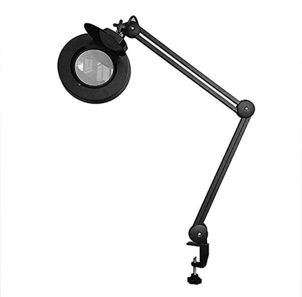 Lupa, Lámpara De Lupa Plegable Led, Lámpara De Mesa Con Lupa De Vidrio 8X Con Brazo Giratorio Ajustable Y Pinza Para Belleza, Cuidado De La Piel, Manicura, Uñas, Tatuajes, Salón Con Lente De Vidrio Y