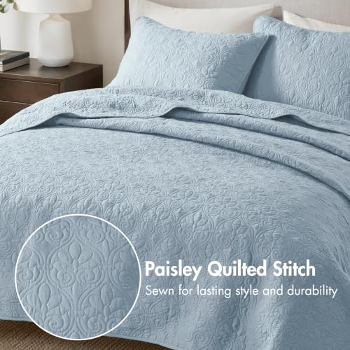 Image of Madison Park Luxurious Cotton Damask Quilt Set, 2PC Twin /Twin XL Bed Set