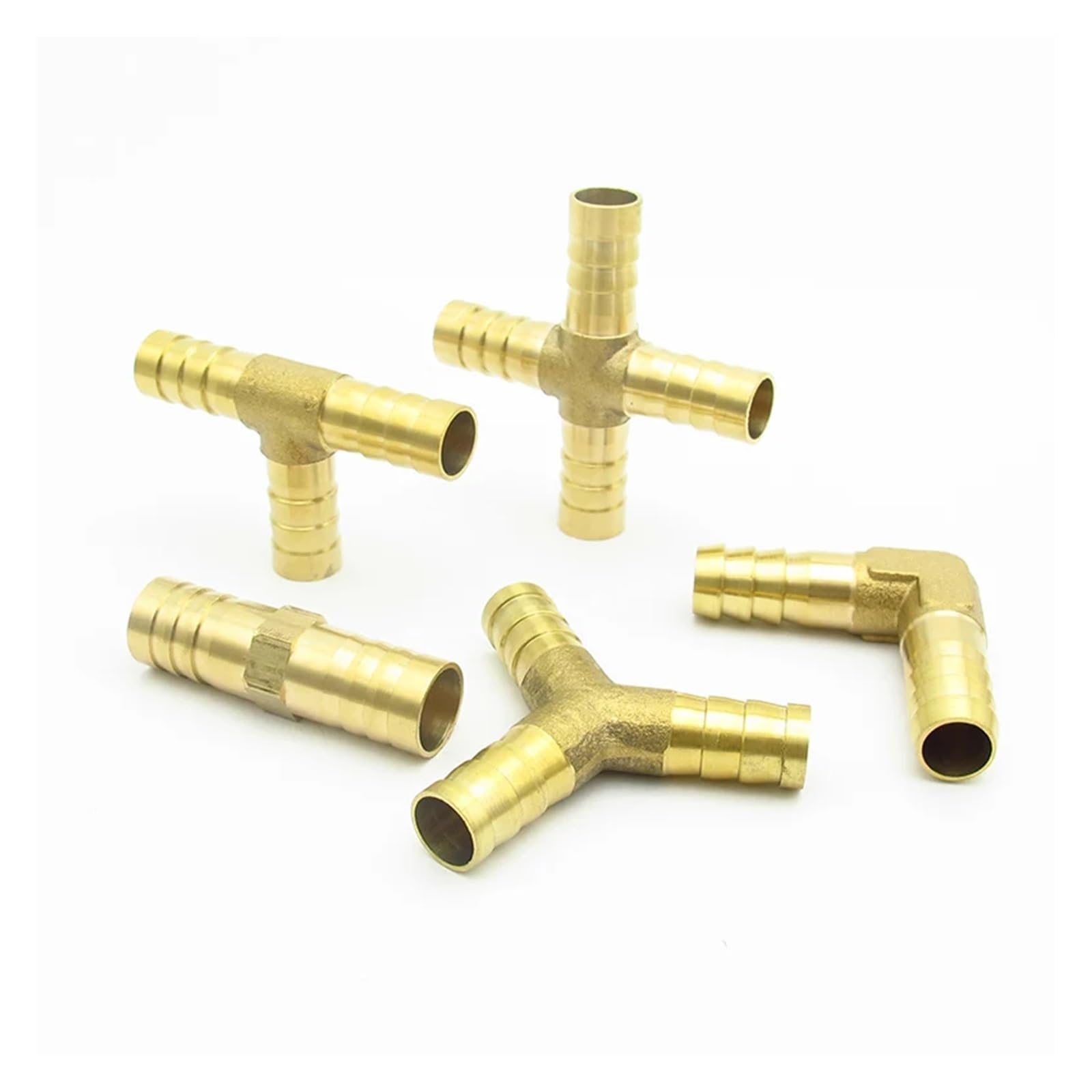 Conector de manguera de latón con púas de latón – codo de tres vías en T – Compatible con tamaños de 4 mm a 25 mm