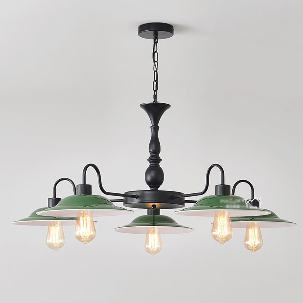 HYJAUSXB American Industrial Retro Creative Personalized Living Room Chandelier Loft Style Teahouse Studio Green Iron E27 Base 3-lamp Lighting Kitchen