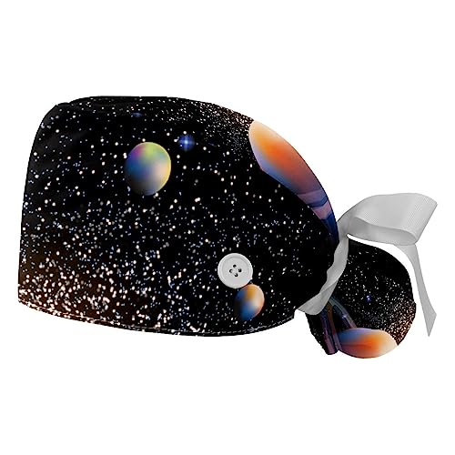 Bandeau Anti-Transpiration Intégré sur ce Berret Bouffant Réglable VERED Motif Planète Espace
