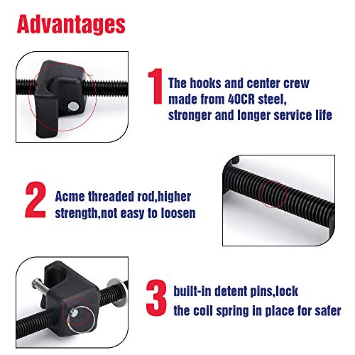 Ksp Universal Coil Spring Compressor Tools, Heavy Duty Macpherson Strut Spring Hook Compressor Coil Spring Clamps With 5/8"-11 Thread Black （2Pcs), 13/16In Socket 1/2In Drive Wrench #TOP3