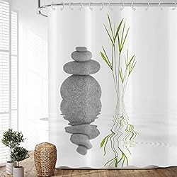 Cortina Ducha Bambu ASDCXZ Cortina de Ducha Bambú 180x180 cm, Moderno Sencillez SPA Relajarse Meditación Verde Bambú Bambu Lavables Cortina Baño Textil Impermeable Antimoho Cortina Ducha para Bañera con 12 Ganchos