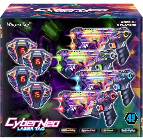 Laser Tag Guns Set of 4 with Vests - Gifts for Teenage Boys Girls Ages 8-12, Birthday Party Toys for Kids Adults,Outdoor Family Fun Toys, Gift for 8 9 10 11 12 Year Old Boy