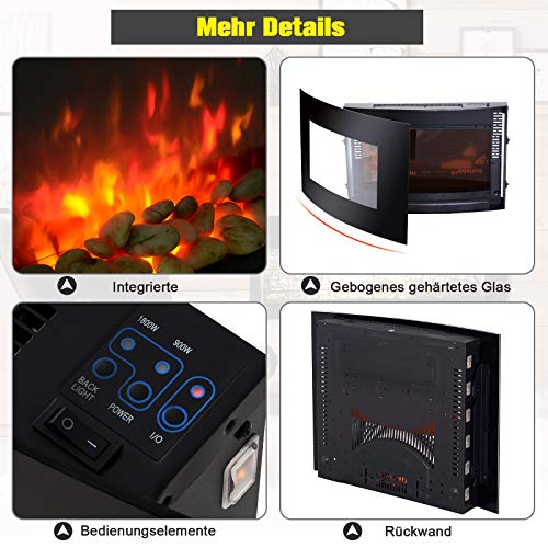 HOMCOM Elektrokamin Kamin Kaminofen Elektrischer Wandkamin (Modell7/65 x 11,4 x 52cm) - 3