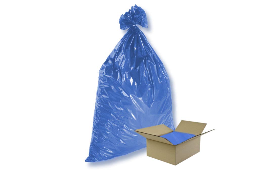 dm-folie - Sacchetti per la spazzatura blu, 240 litri, 50 pezzi, 650 x 550 x 1350 mm, grandi sacchetti per lo smaltimento di polistirolo e rifiuti di pellicola, resistenti agli strappi con piega