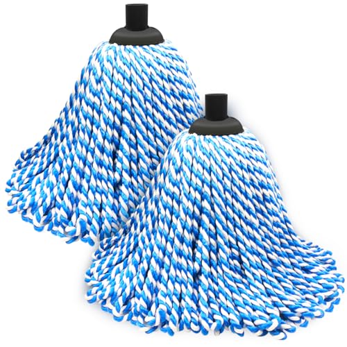 Cotton String Screw on Mop Replacement Head Compatible with O-Cedar as Well All Standard US Threading Pole (Acme 3/4 inch Thread) - 2 PCS